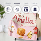 Cute Baby Goat Barn Hay Milk Chick Farm Pink Seamless Pattern Name  Personalised Custom Name Super Soft Fleece Blanket Bed Sofa Throw