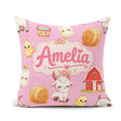 Custom Name Baby Goat Barn Hay Milk Chick Farm Rose Pattern Name Square Filled Cushion Throw Pillow Sofa Bed Home Decor Zip Washable UK Made
