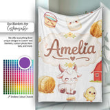 Cute Baby Goat Barn Hay Milk Chick Farm Grey Seamless Pattern Name  Personalised Custom Name Super Soft Fleece Blanket Bed Sofa Throw