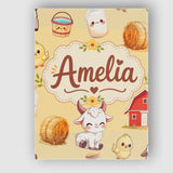 Personalised Name Cute Baby Goat Barn Hay Custom  Unique Gift Idea Elegant Feature Canvas Wall Art Print Decor Picture Ready to Hang