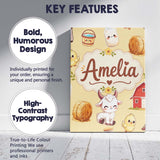 Personalised Name Cute Baby Goat Barn Hay Custom  Unique Gift Idea Elegant Feature Canvas Wall Art Print Decor Picture Ready to Hang