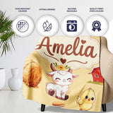Cute Baby Goat Barn Hay Milk Chick Farm Yellow Seamless Pattern Name  Personalised Custom Name Super Soft Fleece Blanket Bed Sofa Throw