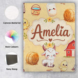 Personalised Name Cute Baby Goat Barn Hay Custom  Unique Gift Idea Elegant Feature Canvas Wall Art Print Decor Picture Ready to Hang