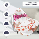 Cute Dachshund Valentine Hearts Love Seamless Pattern Lovely  Personalised Custom Name Super Soft Fleece Blanket Bed Sofa Throw