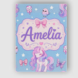 Personalised Name Cute Unicorn Pastel Stars Custom  Bespoke Interior Contemporary Canvas Wall Art Print Decor Picture Ready to Hang