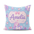 Custom Name Cute Pastel Stars Birds Bows Candy Sky Seamless Name Square Filled Cushion Throw Pillow Sofa Bed Home Decor Zip Washable UK Made