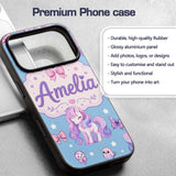 Cute Unicorn Pastel Stars Birds Bows Candy Sky Custom Name Protective Phone Case Mobile Cover Durable Everyday Smartphone Shock Resistant