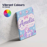 Personalised Name Cute Unicorn Pastel Stars Custom  Bespoke Interior Contemporary Canvas Wall Art Print Decor Picture Ready to Hang
