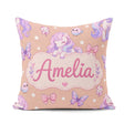 Custom Name Unicorn Pastel Stars Birds Bows Candy Peach Seamless Square Filled Cushion Throw Pillow Sofa Bed Home Decor Zip Washable UK Made