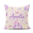 Custom Name Unicorn Pastel Stars Birds Bows Candy Cream Seamless Square Filled Cushion Throw Pillow Sofa Bed Home Decor Zip Washable UK Made