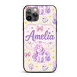 Cute Unicorn Pastel Stars Birds Bows Candy Cream Custom Name Protective Phone Case Mobile Cover Durable Everyday Smartphone Shock Resistant