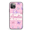 Cute Unicorn Pastel Stars Birds Bows Candy Pink Custom Name Protective Phone Case Mobile Cover Durable Everyday Smartphone Shock Resistant