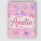 Personalised Name Cute Unicorn Pastel Stars Custom  Bespoke Interior Contemporary Canvas Wall Art Print Decor Picture Ready to Hang