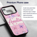 Cute Unicorn Pastel Stars Birds Bows Candy Pink Custom Name Protective Phone Case Mobile Cover Durable Everyday Smartphone Shock Resistant