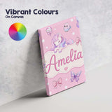Personalised Name Cute Unicorn Pastel Stars Custom  Bespoke Interior Contemporary Canvas Wall Art Print Decor Picture Ready to Hang