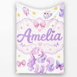 Cute Unicorn Pastel Stars Birds Bows Candy Grey Seamless Pattern  Personalised Custom Name Super Soft Fleece Blanket Bed Sofa Throw