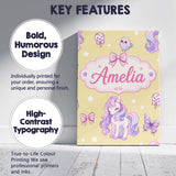 Personalised Name Cute Unicorn Pastel Stars Custom  Bespoke Interior Contemporary Canvas Wall Art Print Decor Picture Ready to Hang