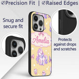 Cute Unicorn Pastel Stars Birds Bows Candy Yellow Custom Name Protective Phone Case Mobile Cover Durable Everyday Smartphone Shock Resistant