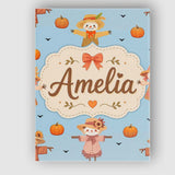 Personalised Name Cute Autumn Scarecrow Custom  Modern Room Accent Elegant Feature Canvas Wall Art Print Decor Picture Ready to Hang