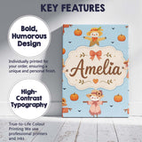 Personalised Name Cute Autumn Scarecrow Custom  Modern Room Accent Elegant Feature Canvas Wall Art Print Decor Picture Ready to Hang