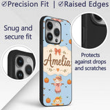 Cute Autumn Scarecrow Pumpkins Printed Design Custom Name Protective Phone Case Mobile Cover Durable Everyday Smartphone Shock Resistant