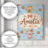 Personalised Name Cute Autumn Scarecrow Custom  Modern Room Accent Elegant Feature Canvas Wall Art Print Decor Picture Ready to Hang