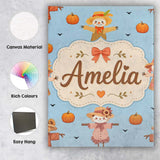 Personalised Name Cute Autumn Scarecrow Custom  Modern Room Accent Elegant Feature Canvas Wall Art Print Decor Picture Ready to Hang