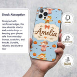 Cute Autumn Scarecrow Pumpkins Printed Design Custom Name Protective Phone Case Mobile Cover Durable Everyday Smartphone Shock Resistant