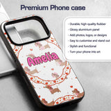 Cute Dachshund Valentine Hearts Love Seamless Custom Name Protective Phone Case Mobile Cover Durable Everyday Smartphone Shock Resistant