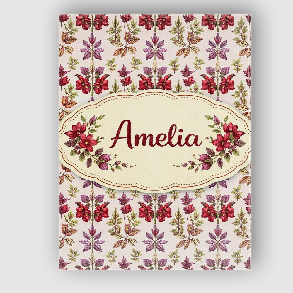 Personalised Name Pastel Watercolor Leaves Soft Botanical Seamless Custom  Unique Canvas Wall Art Print Decor Picture Ready to Hang