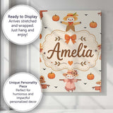 Personalised Name Cute Autumn Scarecrow Custom  Modern Room Accent Elegant Feature Canvas Wall Art Print Decor Picture Ready to Hang