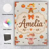 Personalised Name Cute Autumn Scarecrow Custom  Modern Room Accent Elegant Feature Canvas Wall Art Print Decor Picture Ready to Hang