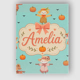 Personalised Name Cute Autumn Scarecrow Custom  Modern Room Accent Elegant Feature Canvas Wall Art Print Decor Picture Ready to Hang