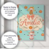 Personalised Name Cute Autumn Scarecrow Custom  Modern Room Accent Elegant Feature Canvas Wall Art Print Decor Picture Ready to Hang