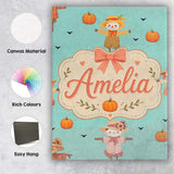 Personalised Name Cute Autumn Scarecrow Custom  Modern Room Accent Elegant Feature Canvas Wall Art Print Decor Picture Ready to Hang