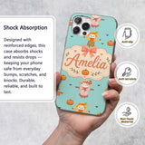 Cute Autumn Scarecrow Pumpkins Flying Birds Teal Custom Name Protective Phone Case Mobile Cover Durable Everyday Smartphone Shock Resistant