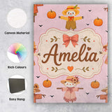 Personalised Name Cute Autumn Scarecrow Custom  Modern Room Accent Elegant Feature Canvas Wall Art Print Decor Picture Ready to Hang