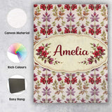 Personalised Name Pastel Watercolor Leaves Soft Botanical Seamless Custom  Unique Canvas Wall Art Print Decor Picture Ready to Hang