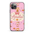 Cute Autumn Scarecrow Pumpkins Flying Birds Pink Custom Name Protective Phone Case Mobile Cover Durable Everyday Smartphone Shock Resistant