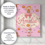 Personalised Name Cute Autumn Scarecrow Custom  Modern Room Accent Elegant Feature Canvas Wall Art Print Decor Picture Ready to Hang