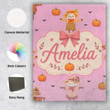 Personalised Name Cute Autumn Scarecrow Custom  Modern Room Accent Elegant Feature Canvas Wall Art Print Decor Picture Ready to Hang