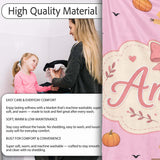 Cute Autumn Scarecrow Pumpkins Flying Birds Pink Seamless Pattern  Personalised Custom Name Super Soft Fleece Blanket Bed Sofa Throw