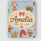 Personalised Name Cute Autumn Farm Barn Custom  Modern Room Accent Elegant Feature Canvas Wall Art Print Decor Picture Ready to Hang