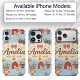 Cute Autumn Farm Barn Scarecrow Sunflower Floral Custom Name Protective Phone Case Mobile Cover Durable Everyday Smartphone Shock Resistant