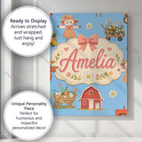 Personalised Name Cute Autumn Farm Barn Custom  Modern Room Accent Elegant Feature Canvas Wall Art Print Decor Picture Ready to Hang