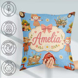 Custom Name Cute Autumn Farm Barn Scarecrow Sunflower Floral Sky Square Filled Cushion Throw Pillow Sofa Bed Home Decor Zip Washable UK Made