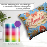 Custom Name Cute Autumn Farm Barn Scarecrow Sunflower Floral Sky Square Filled Cushion Throw Pillow Sofa Bed Home Decor Zip Washable UK Made