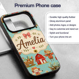 Cute Autumn Farm Barn Scarecrow Sunflower Floral Custom Name Protective Phone Case Mobile Cover Durable Everyday Smartphone Shock Resistant