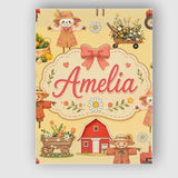 Personalised Name Cute Autumn Farm Barn Custom  Modern Room Accent Elegant Feature Canvas Wall Art Print Decor Picture Ready to Hang