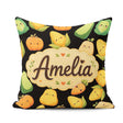 Custom Name Kawaii Autumn Vegetables Corn Pumpkin Black Seamless Square Filled Cushion Throw Pillow Sofa Bed Home Decor Zip Washable UK Made